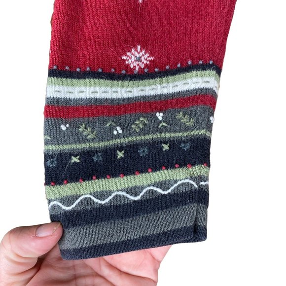 Vintage Woolrich Snowflake Knit Detail Contrast Cuff Ugly Christmas Sweater-M - Picture 4 of 14